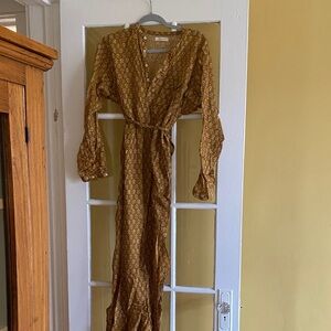 Doen Mustard Floral Wrap Maxi Dress